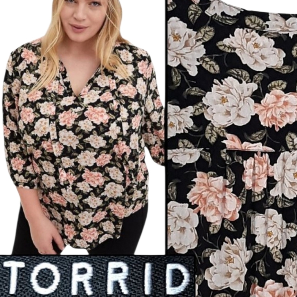 Torrid Rayon Slub Peasant Top